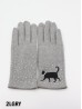 Cat Print Touch Screen Glove W/ Rhinestone & Pearls